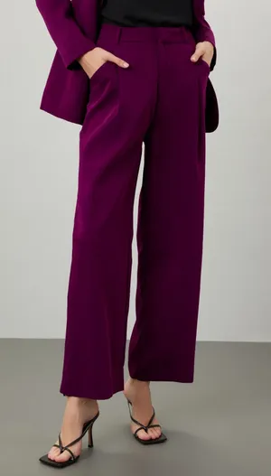 ENDLESS ROSE Purple Wine Colored High-Waisted Suit Pants Size Small thumbnail 1