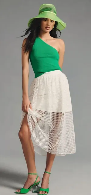 NWT Maeve Ribbed One-shoulder‎ Sweater Tank In Greenx XS thumbnail 1