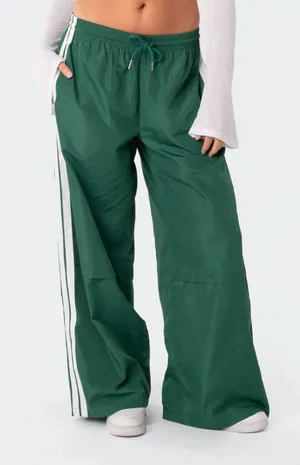 Edikted Green Nylon Track Pants thumbnail 1