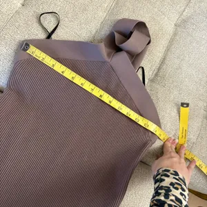 ARITZIA BABATON Sculpt Knit Criss Cross Mini Ribbed Dress Brown Size Large‎ thumbnail 8