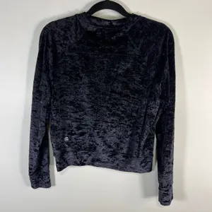 Lululemon Black Crushed Velvet Crewneck Sweatshirt Raglan Sleeve Pullover‎ rare thumbnail 4