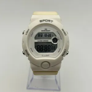 White Digital Sports Watch 30M WR Stainless Steel , 40mm Working New Battery thumbnail 2
