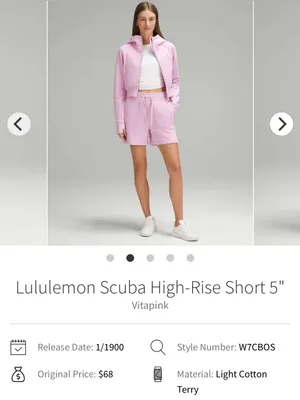 Lululemon NWT Scuba High Rise 5” Shorts with Pockets in Vitapink Size 12 thumbnail 4