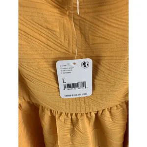 Free People Mini Dress Retail$108 Bow Textured Babydoll Yellow Size L NWT thumbnail 6