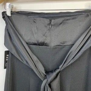 Express black pieced satin strapless bow tie back wide leg jumpsuit XS new nwt thumbnail 9