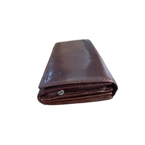 Italian Leather Genuine Leather Brown Bi Fold Wallet Clutch Classic Chic thumbnail 5