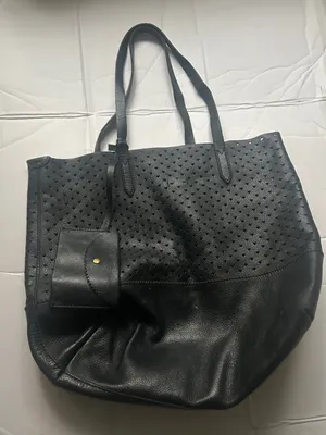 J. Crew Heart Cutout Leather Tote Bag thumbnail 1