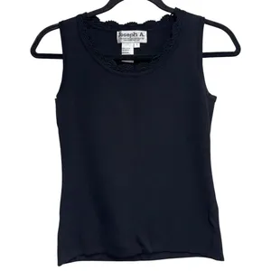 Joseph A. Black Crochet Trim Shell Tank‎ Top Women's Small thumbnail 1