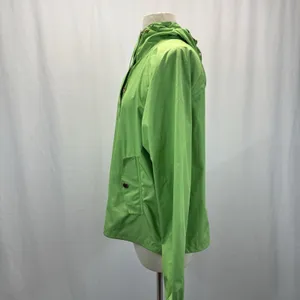 Ralph Lauren Green Jacket Windbreaker Womens L Hooded Lightweight Gold Buttons thumbnail 5