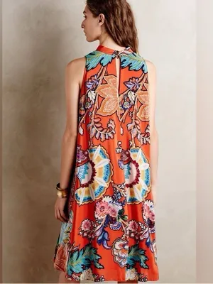 Anthropologie Maeve Larkhill Silk Trapeze Swing Dress S thumbnail 3