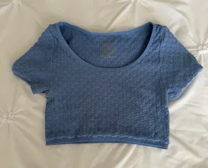 Intimately by Free People Textured Light Blue Scoop Neck Crop Top - Women thumbnail 1