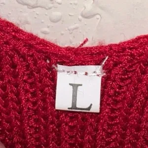 Red Ribbed Knit‎ Bodycon Sweater Dress Sleeveless Large thumbnail 3