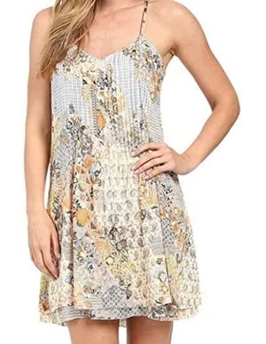 Sanctuary multicolored boho mini pleated sleeveless dress size M thumbnail 1
