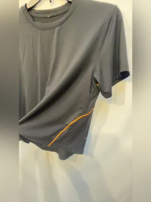 Lululemon Ventilated Open-Back Training T-Shirt in Black with Orange Soda trim thumbnail 6