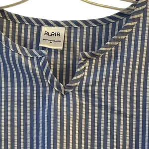 Blair Women's Striped‎ Tunic Top Blue/White V-Neck 3/4 Sleeve M thumbnail 3