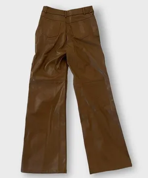 Brown Wide Leg Faux Leather Pants thumbnail 2
