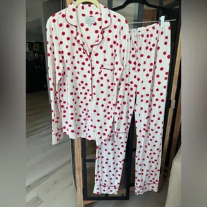 The Cat's Pajamas set pima modal button down shirt top pants Sprinkle polka Dots thumbnail 6