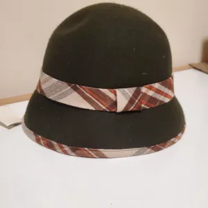 COLOMBINO Wool Plaid Belted Bucket Hat Brown thumbnail 8