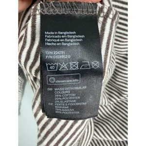 H&M Womens Long Sleeve Top Brown White Striped Scoop Neck Size M thumbnail 4