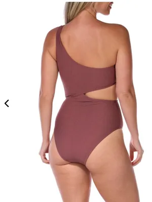 Cupshe cutout one shoulder textured one piece swimsuit mauve-brown Large thumbnail 8