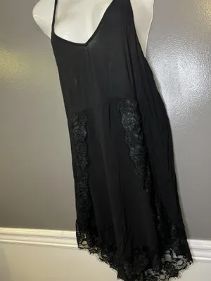 Intimately Free People Full Slip Womens XS Black Lace Sheer Strappy Chemise thumbnail 5