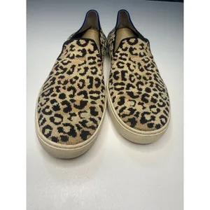 Rothy's Original Slip On Womens Tan Black Knit Leopard Casual Flat Shoes Size 10 thumbnail 3