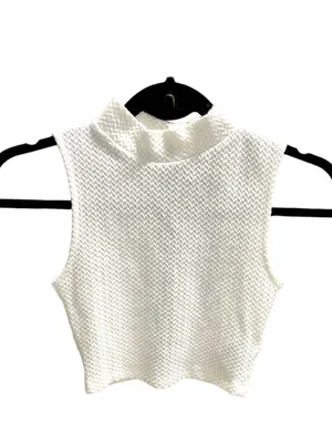 H&M White Textured Sleeveless Crop Top Sz XS NWOT thumbnail 4