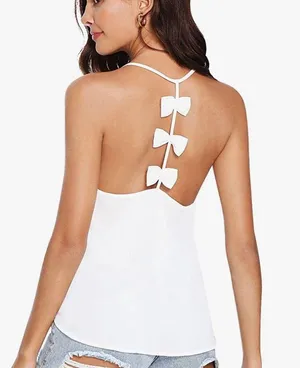 White Camisole With Bow Razor Back Size XS thumbnail 1