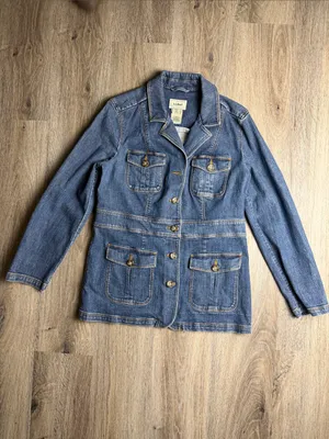 L.L. Bean Blue Denim Safari Utility Jacket Size Medium thumbnail 5