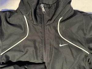 Nike women Black Windbreaker Jacket with White Piping size M thumbnail 3