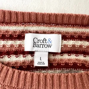 Croft & Barrow Pink Knit Striped Crewneck Sweater thumbnail 7