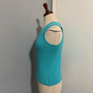 French Laundry Women Turquoise Knit Square Sleeveless‎ Fitted Top Size M thumbnail 4