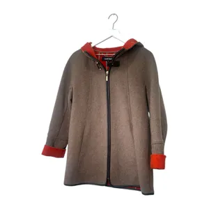 Ellen Tracy Wool Blend Hooded Car Coat Gray Orange Lining Size 4 thumbnail 11