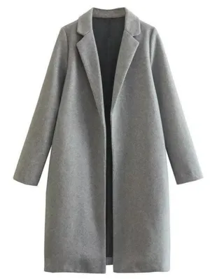 Zara Classic Grey Long Coat for Women Size L thumbnail 3