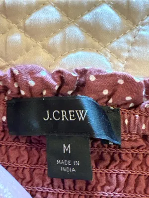 J.Crew Squareneck Smocked Cotton Voile Top Sable/white women’s M thumbnail 4