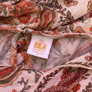 BOHO Paisley Babydoll Mini‎ Dress Size XS Orange Ruffle Festival Western Cottage thumbnail 7
