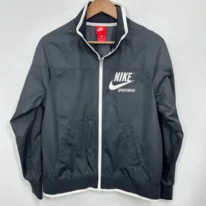 Nike Women's Size Small Black Retro Windbreaker Full Zip Sporty Athletic‎ thumbnail 1
