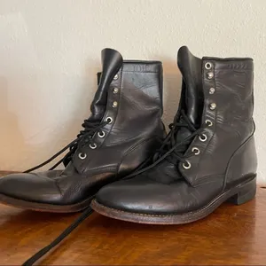 Justin Boots Vintage Leather Lace-up Ropers Black‎ thumbnail 2