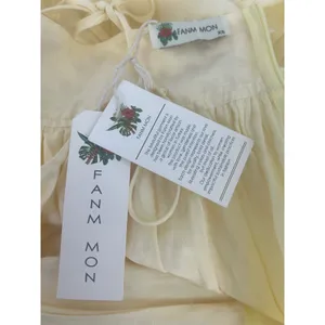 Fanm Mon NWT Ruzgar Light Yellow Embroidered Cotton Maxi Dress‎ XS thumbnail 11