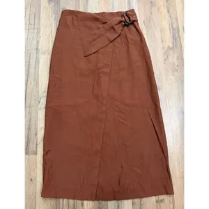 MNG Mango Brown Wrap Maxi Skirt Belted High Waist Viscose Blend Size M thumbnail 2