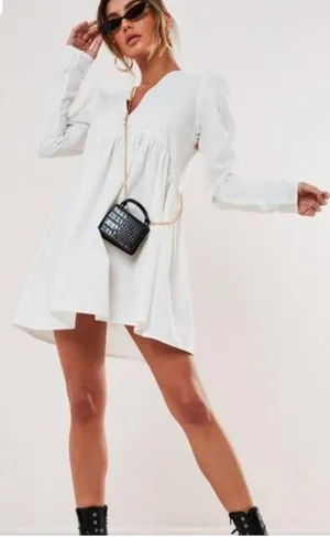 poplin v neck button smock dress size 12 thumbnail 1