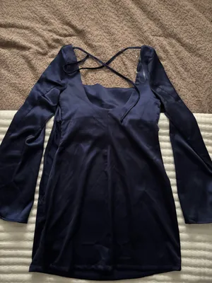 Navy Satin Dress Blue Size XS thumbnail 3