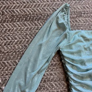 Jump Glitter Square Neck Ruched Long Sleeves Dress Sz M (blue) thumbnail 2