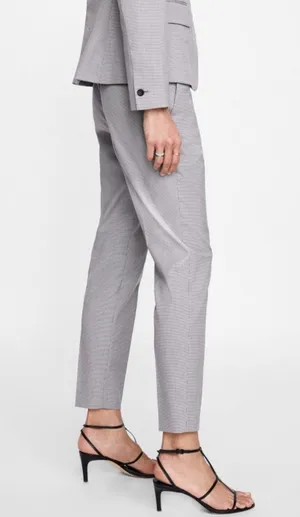 ZARA Trousers Check Pattern Plaid Skinny Slim Checkered Tartan Work Slacks Pants thumbnail 1