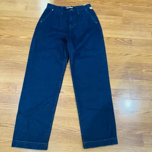 Madewell Baggy Straight Pleated Woodham Dark Wash Denim Jeans Size 26 thumbnail 10