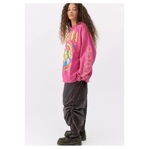 Urban Outfitters X Nirvana Oversized Sweatshirt‎ Spiral Smile Face Pink Crewneck thumbnail 6