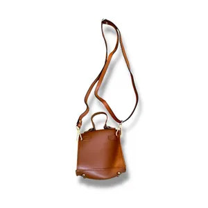 Mini Brown Crossbody Bag Floral Applique Gold‎ Lock Women’s Adjustable Strap thumbnail 2