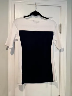 NWOT LRL Lauren Ralph Lauren Size S Black Colorblock Boat Neck Cuffed Sleeve Top thumbnail 8
