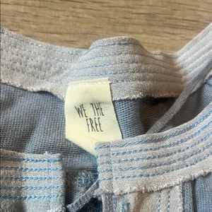 We The Free Blue Relaxed 3/4 Sleeve Blouse with Mandarin Collar thumbnail 4