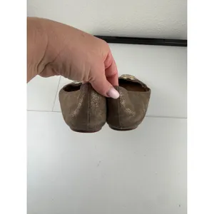COACH Metallic Bronze‎ Leather Ballet Flats With Circle Logo Accent Women Size 8 thumbnail 3